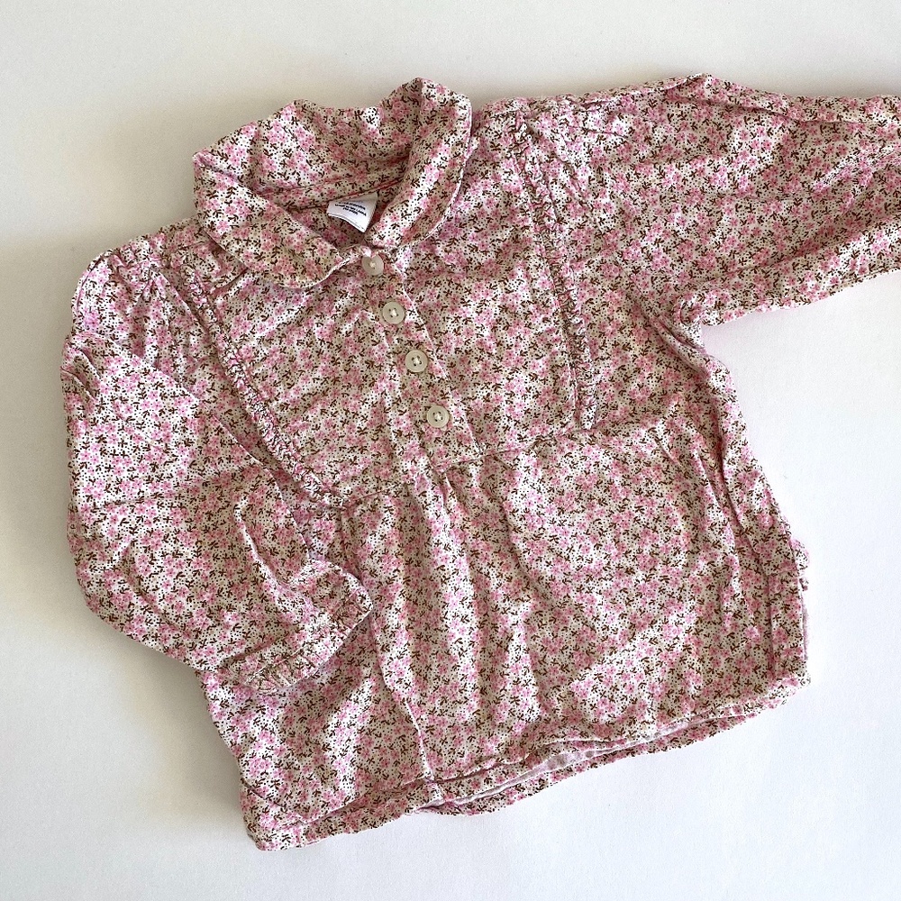 Baby Gap Pink Floral Flannel Shirt 6-12M